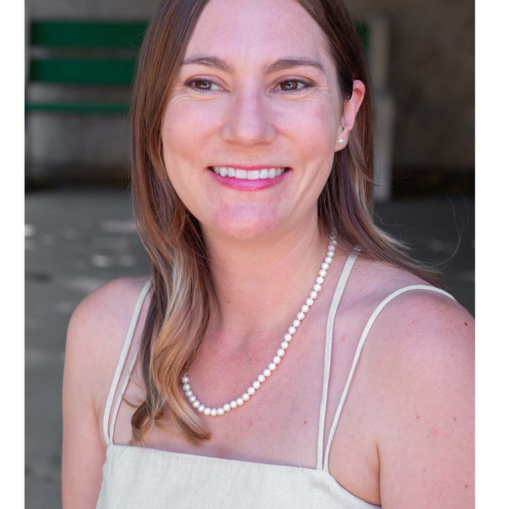 20 Inch ROUND White Pearl Set Necklace Earrings