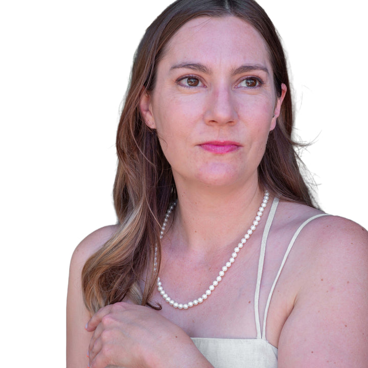 20 Inch ROUND White Pearl Set Necklace Earrings