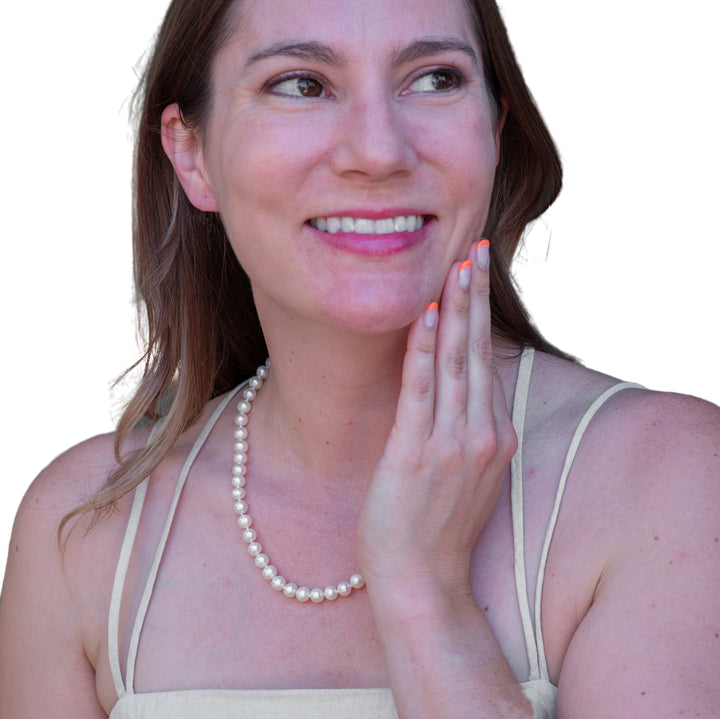 20 Inch ROUND White Pearl Necklace