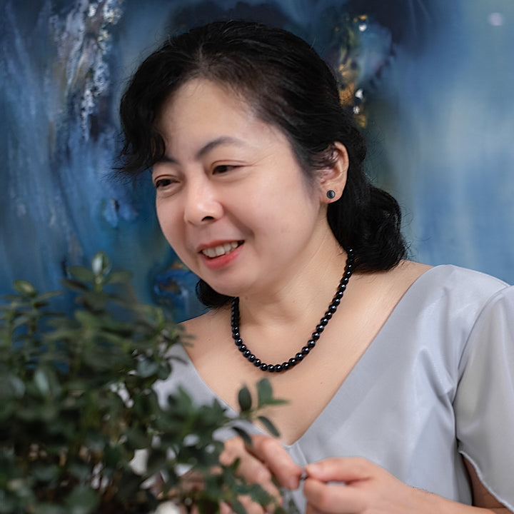 18 Inch ROUND Black Pearl Set Necklace Earrings