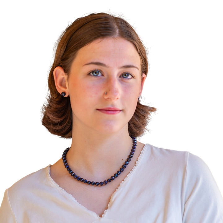 18 Inch ROUND Black Pearl Necklace