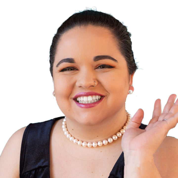 Large 16 Inch ROUND White Pearl Necklace Earrings