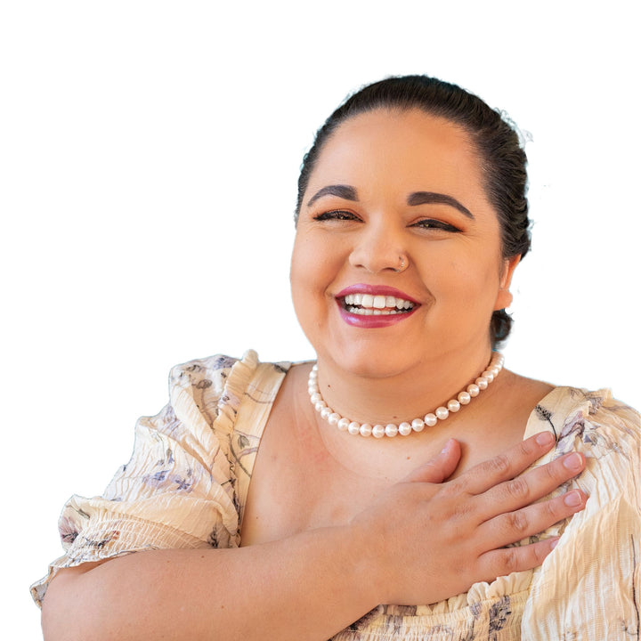 Large 16 Inch ROUND White Pearl Necklace