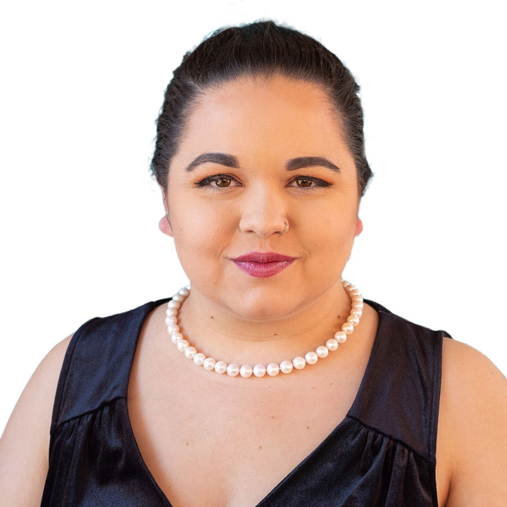 Large 18 Inch ROUND White Pearl Necklace