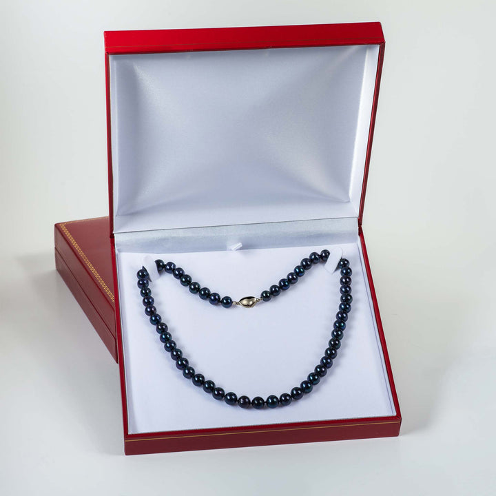 20 Inch ROUND Cultured Freshwater Black Pearl Necklace for Men