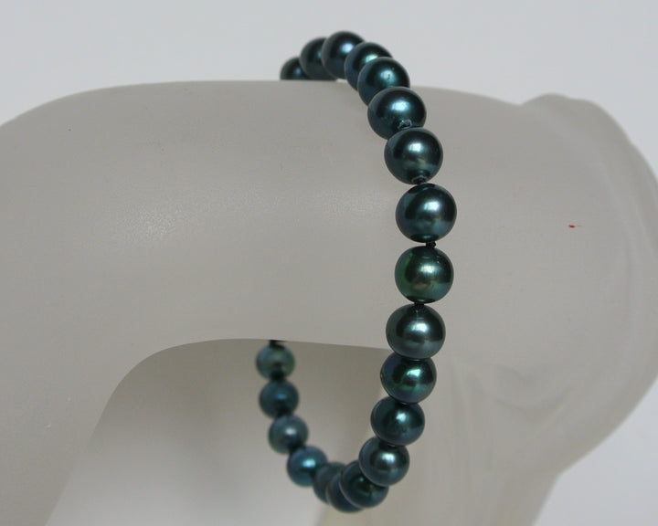 Round Black Pearl Bracelet Cultured Freshwater