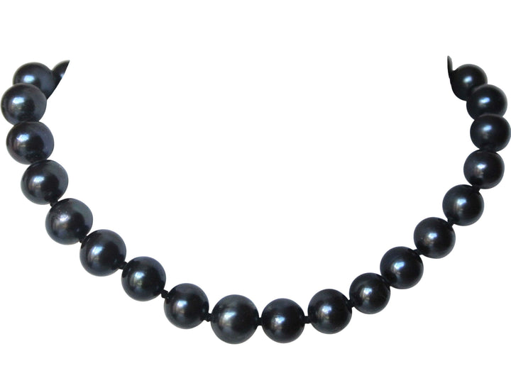 16 Inch ROUND Black Pearl Necklace Choker Pearl Jewelry