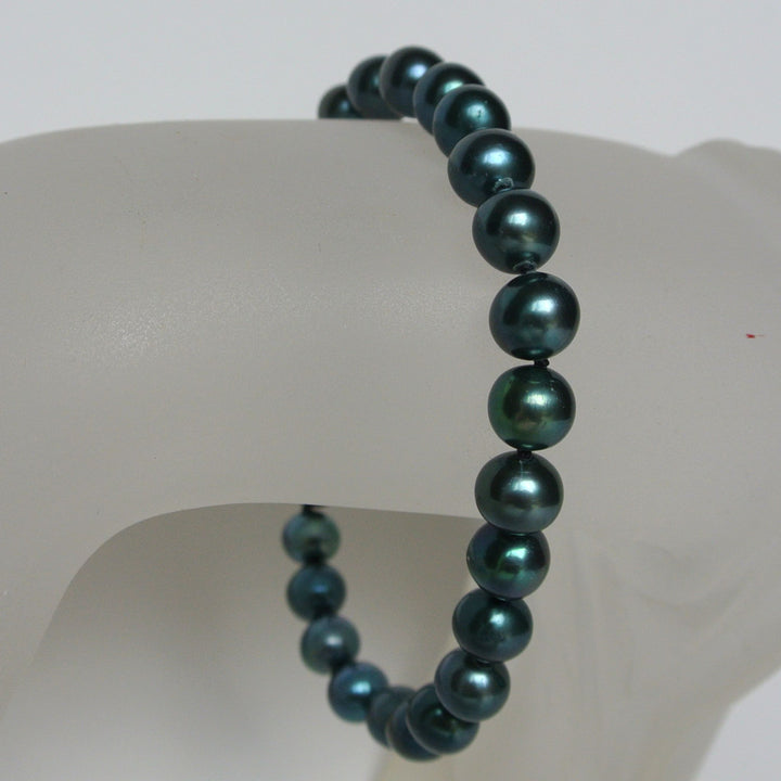 Round Black Pearl Bracelet Cultured Freshwater