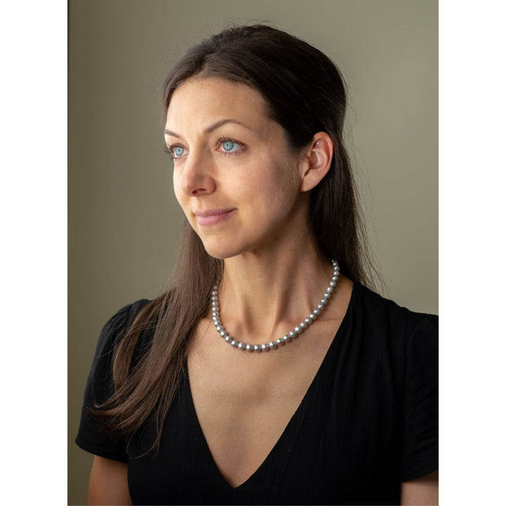 Sterling Silver Clasp 18 Inch ROUND Silver Pearl Necklace for Women