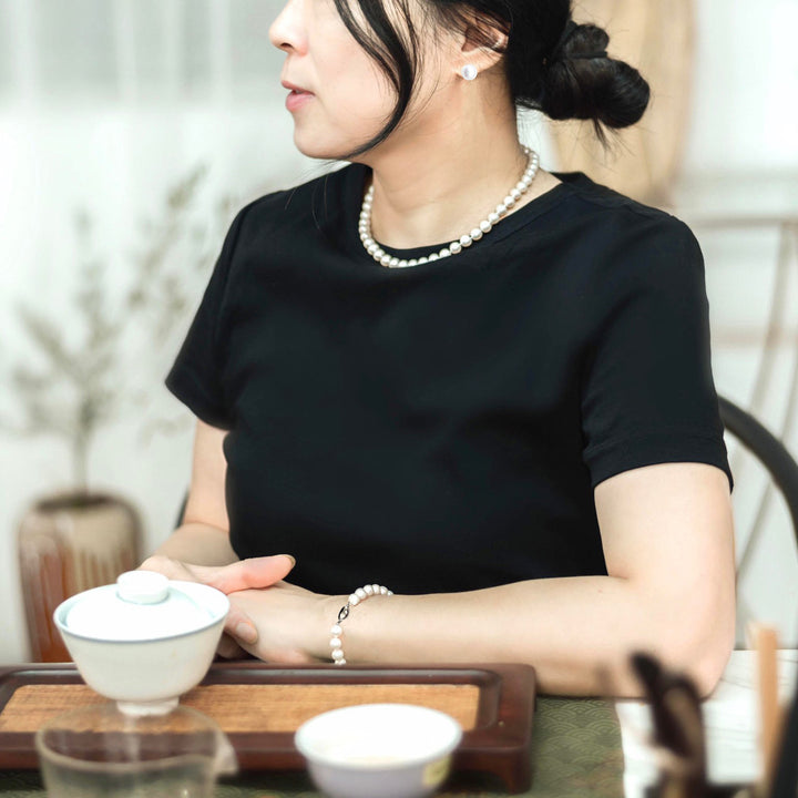 16 Inch ROUND White Pearl Set Necklace Bracelet Earrings Choker Set