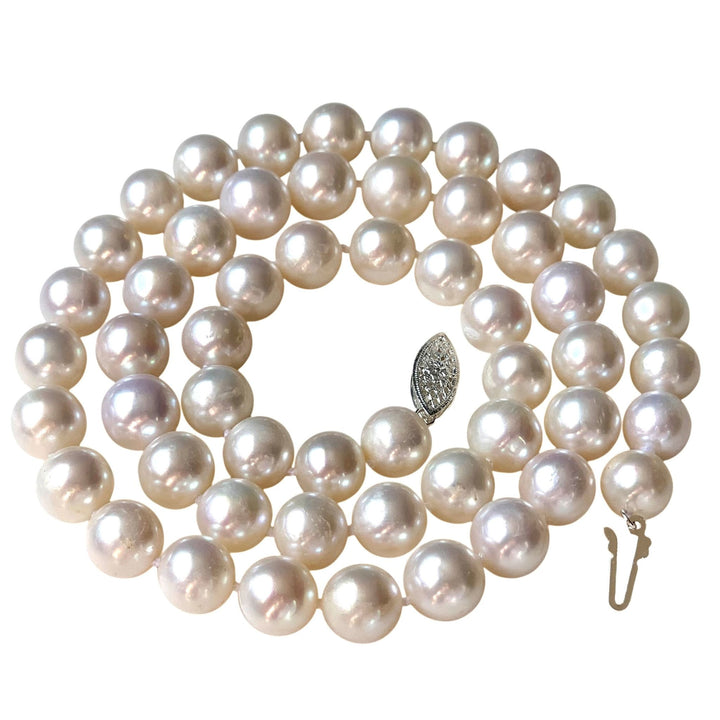 Sterling Silver Clasp 16 Inch ROUND White Pearl Necklace
