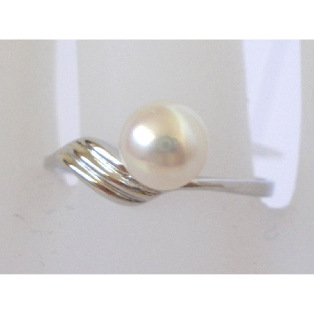 Sterling Silver Ring with Pearls Wave Size 6.25 6.5 6.75