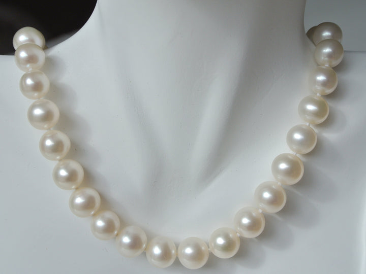 AAAA+ 16 Inch Choker 8-8.5mm White Pearl Necklace 14K White Gold Clasp Cultured Freshwater