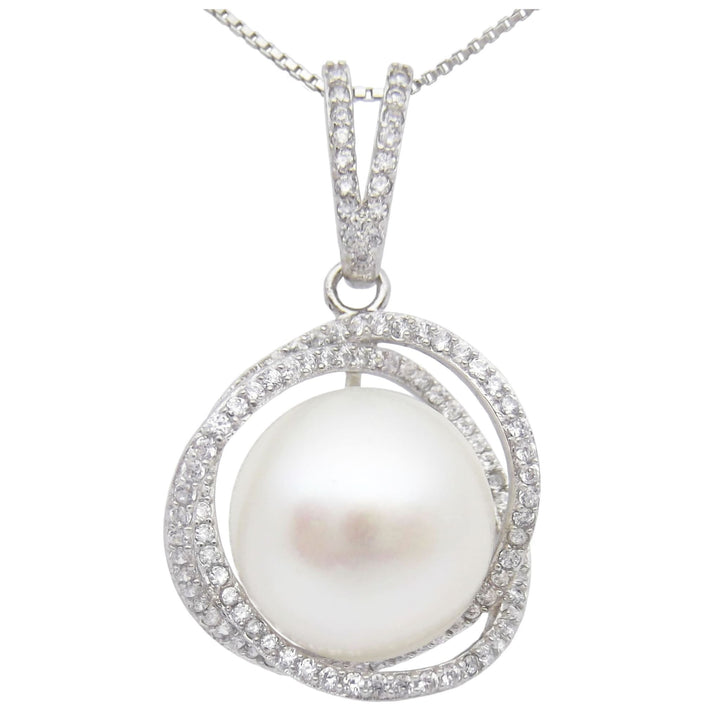12mm White Pearl Pendant Necklace