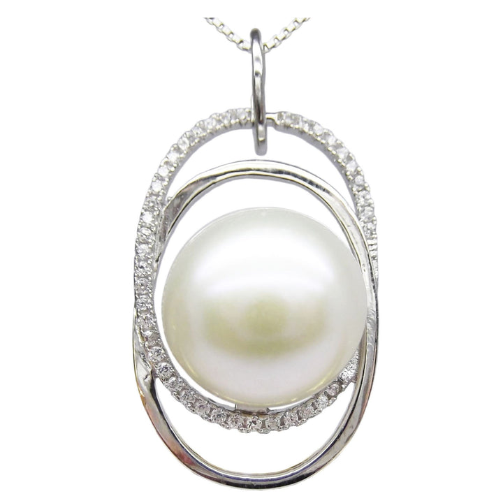 12mm White Pearl Pendant Necklace