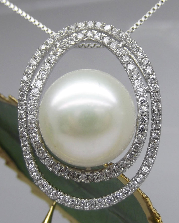 12mm White Pearl Pendant Necklace