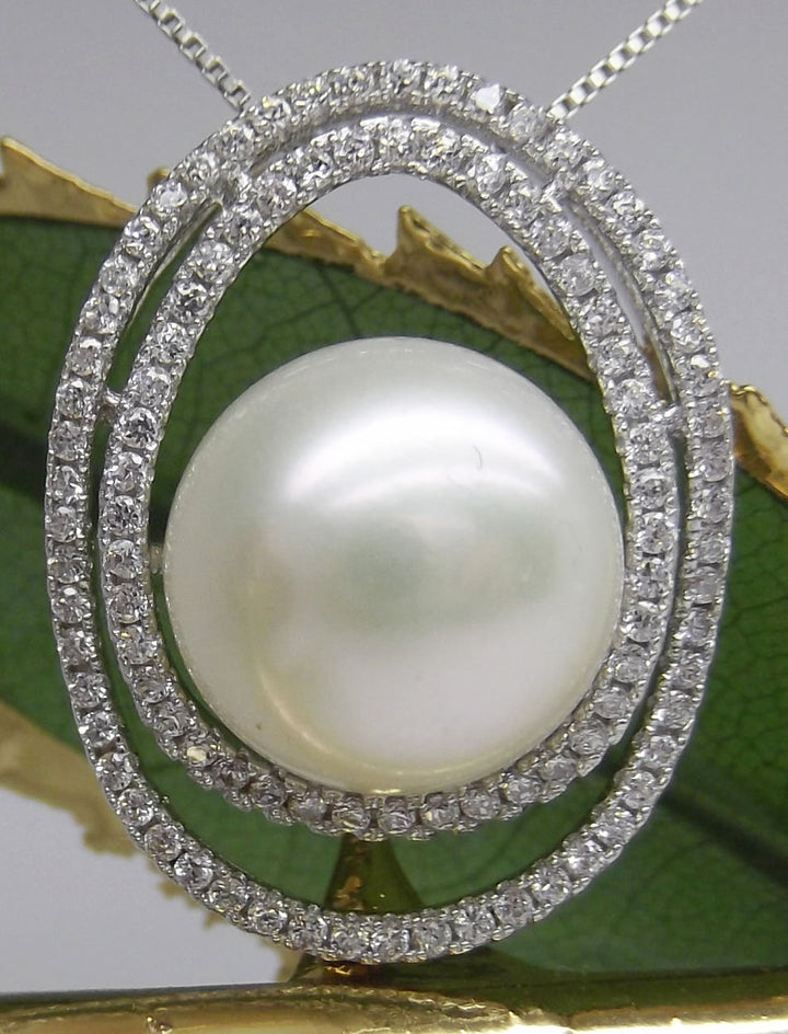 12mm White Pearl Pendant Necklace