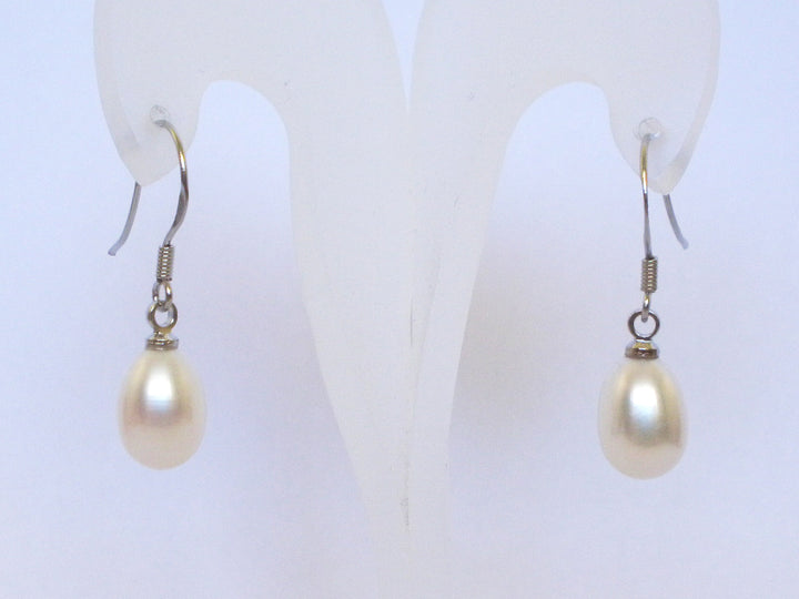 White Hook Pearl Earrings Sterling Silver