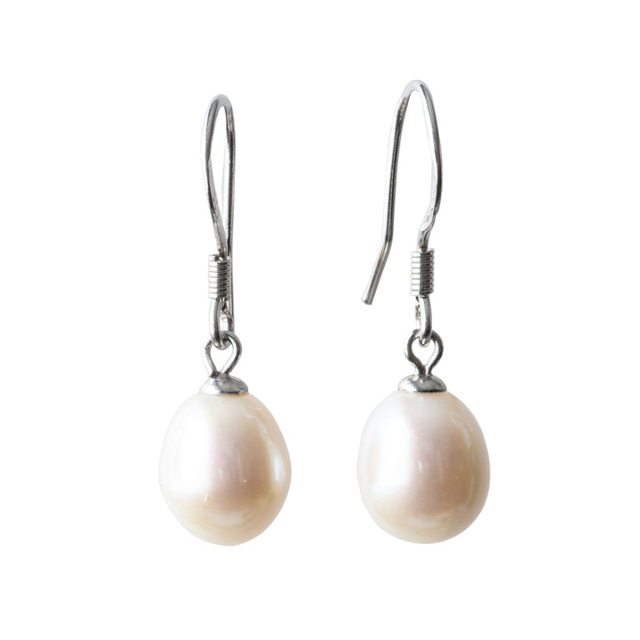 White Hook Pearl Earrings Sterling Silver