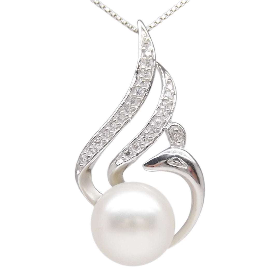 10.5mm Phoenix Sterling Silver White Pearl Pendant Necklace