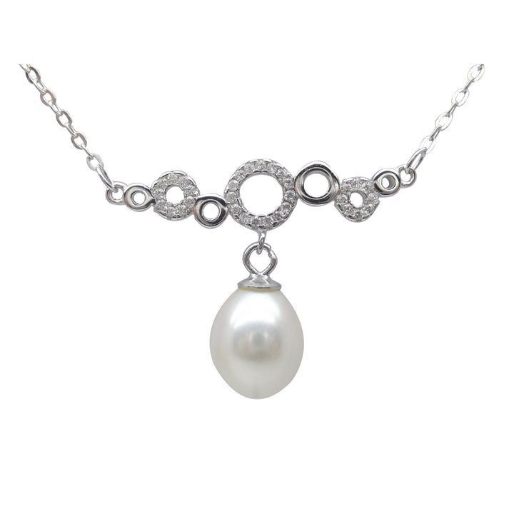 8.5mm Sterling Silver Ocean Bubbles White Pearl Pendant Necklace