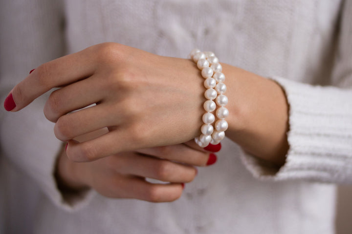 7.5 Inch AAAA+ Round Pearl Bracelet Cultured Freshwater Sterling Silver