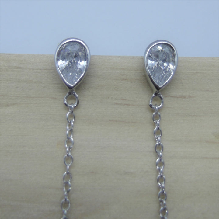 Long Dangle Pearl Earrings Sterling Silver