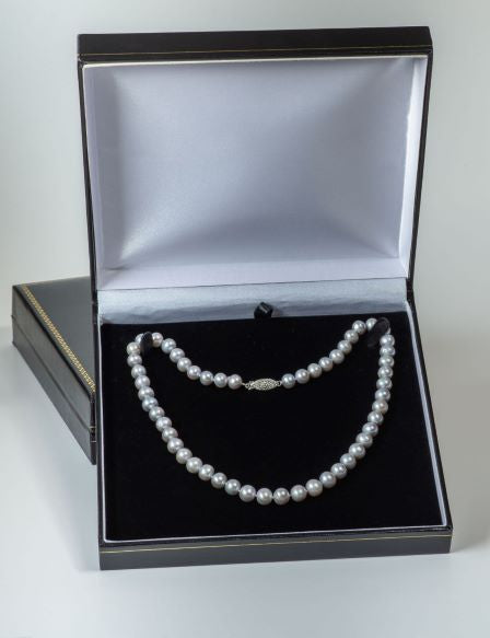 Sterling Silver Clasp 18 Inch ROUND Silver Pearl Necklace for Men