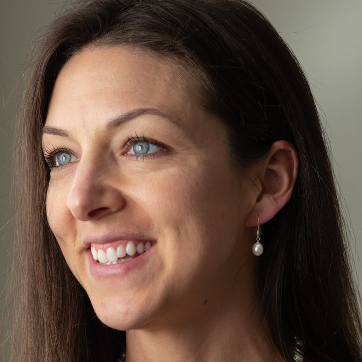 White Hook Pearl Earrings Sterling Silver