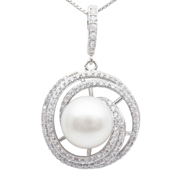 10.5mm Swirl White Pearl Pendant Necklace
