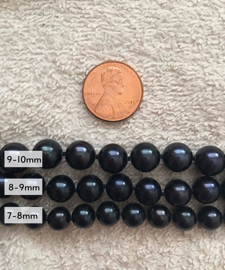 20 Inch ROUND Cultured Freshwater Black Pearl Necklace for Men