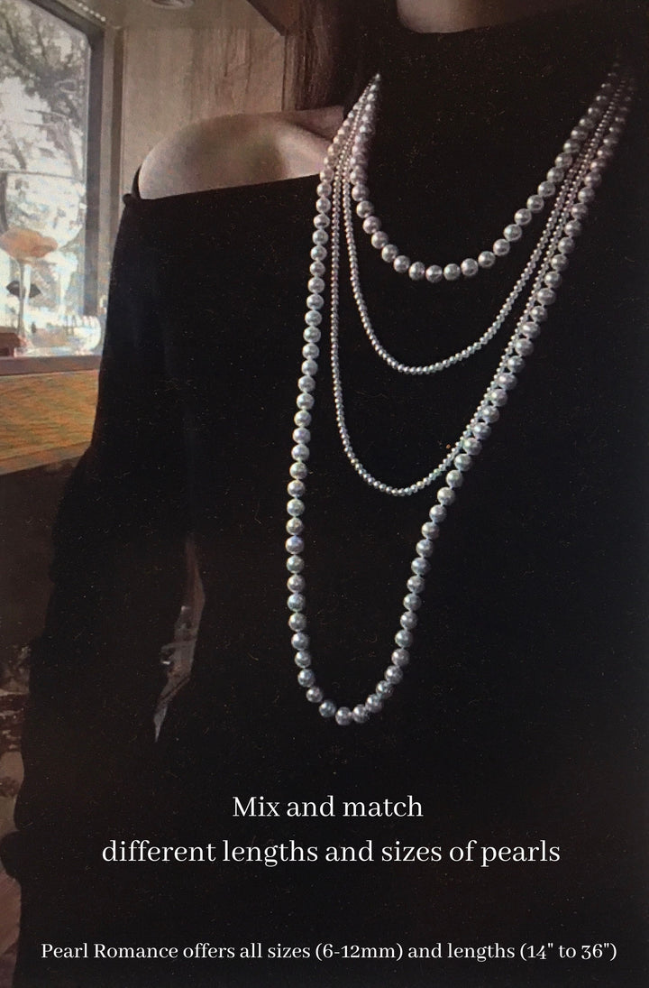 Long 36 Inch ROUND White Pearl Set Necklace Earrings