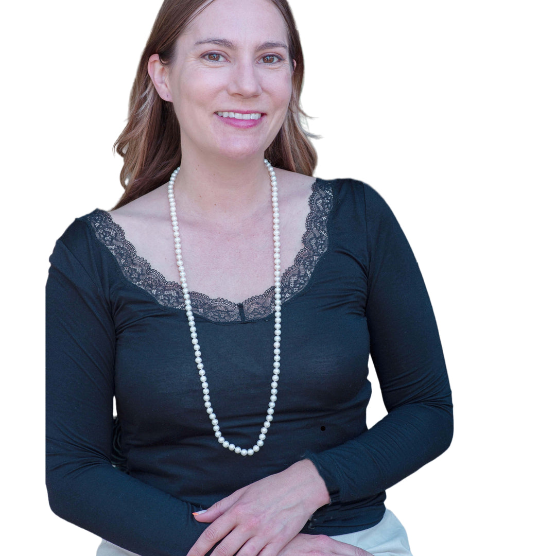 Long 36 Inch ROUND White Pearl Necklace