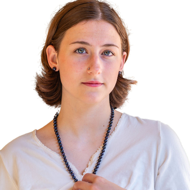 24" 30" 36 Inch ROUND Black Pearl Necklace Cultured Freshwater