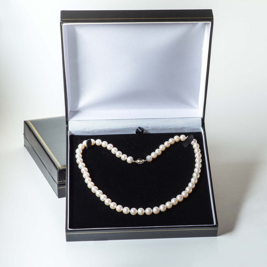 Long 30 Inch ROUND White Pearl Necklace