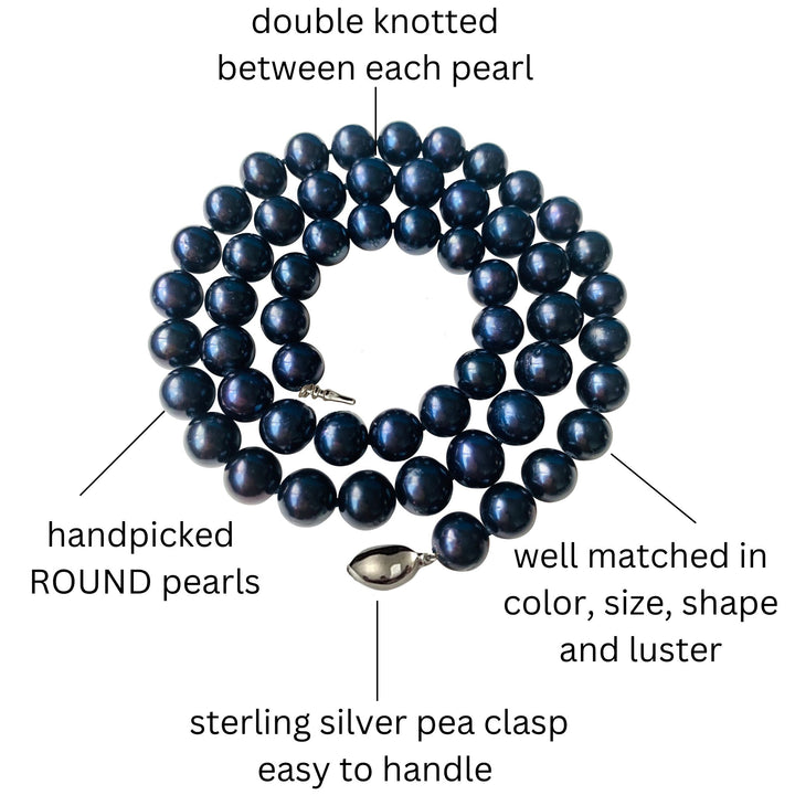 Chunky Black Pearl Necklace for Women