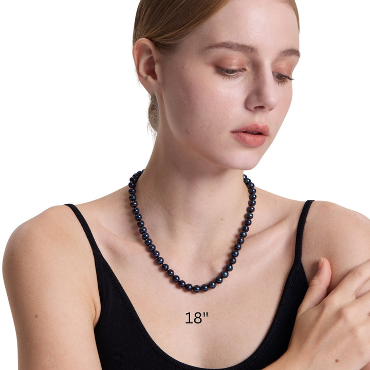 18 Inch ROUND Black Pearl Necklace
