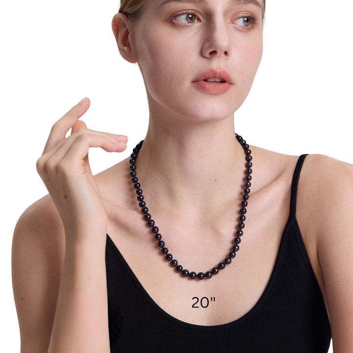 20 Inch ROUND Cultured Freshwater Black Pearl Necklace