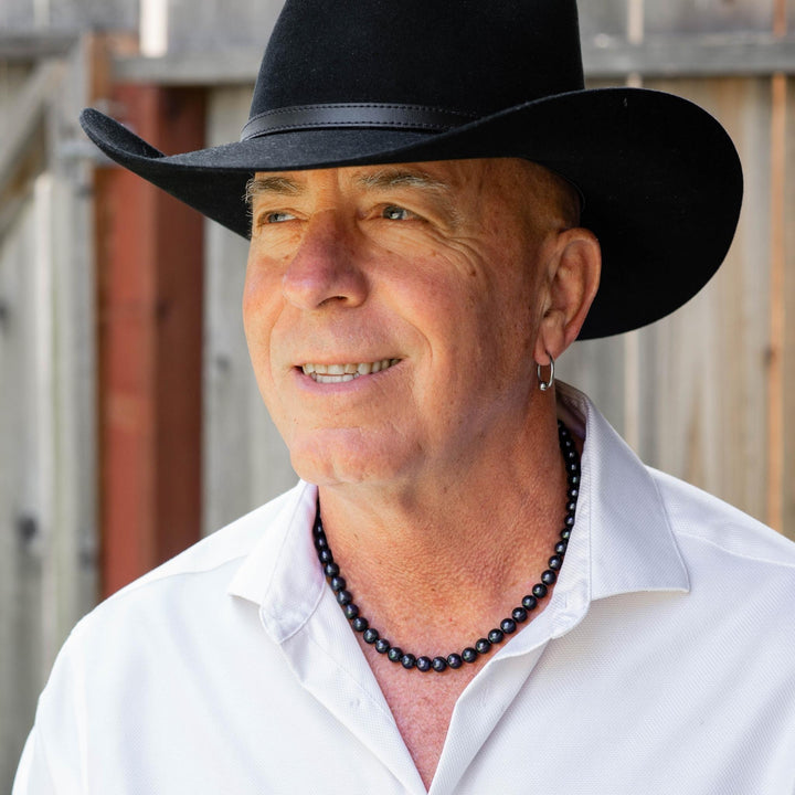 18" 20" 22" 24" Inch ROUND Black Pearl Necklace for Men Cultured Freshwater