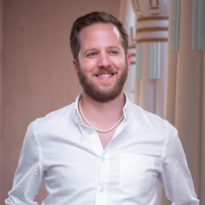 Chunky White ROUND Pearl Necklace for Men