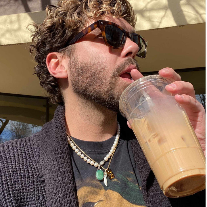 18" 20" 22" 24" Sterling Silver Clasp ROUND White Pearl Necklace for Men