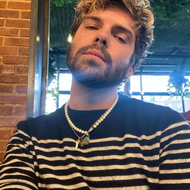 20 Inch ROUND White Pearl Necklace for Men