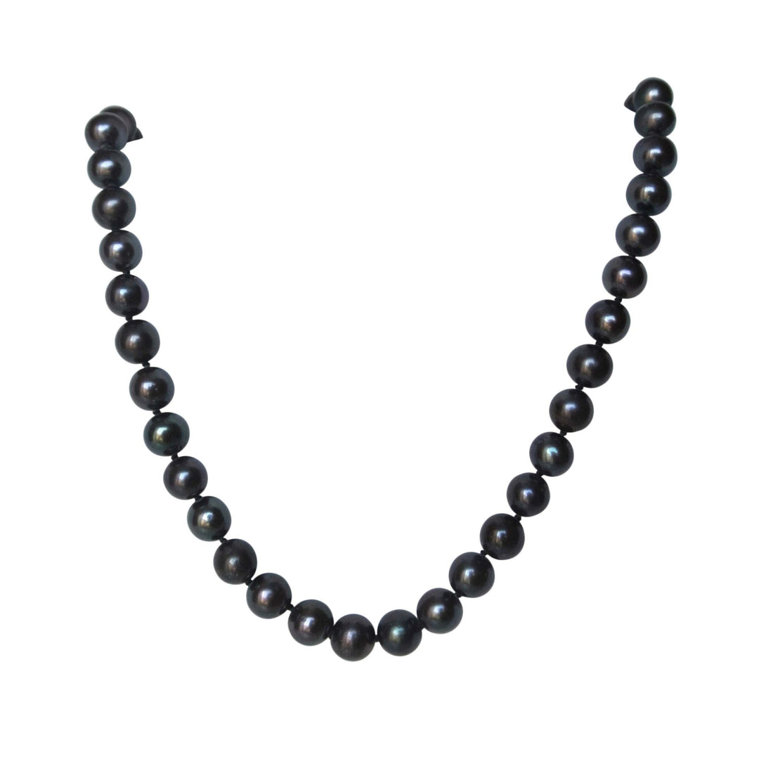 20 Inch ROUND Cultured Freshwater Black Pearl Necklace