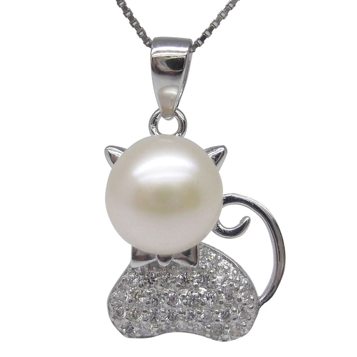 8.5mm Cat White Pearl Pendant Necklace