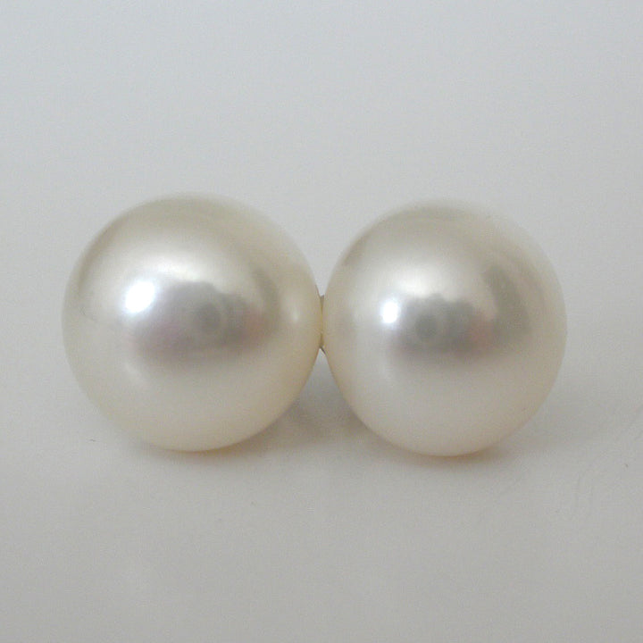 White Pearl Stud Earrings Sterling Silver