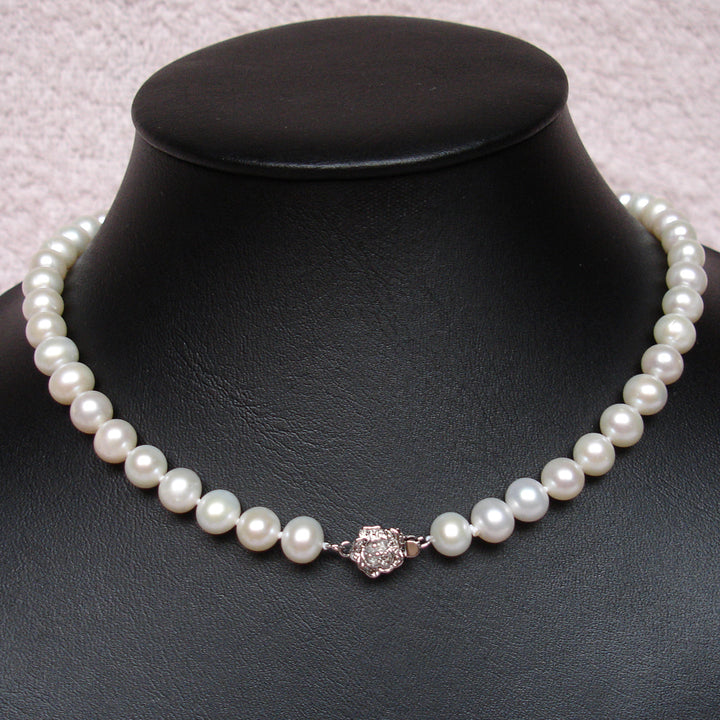 16 Inch Choker White Pearl Necklace