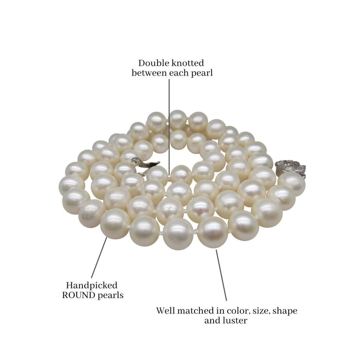 Long 30 Inch ROUND White Pearl Necklace
