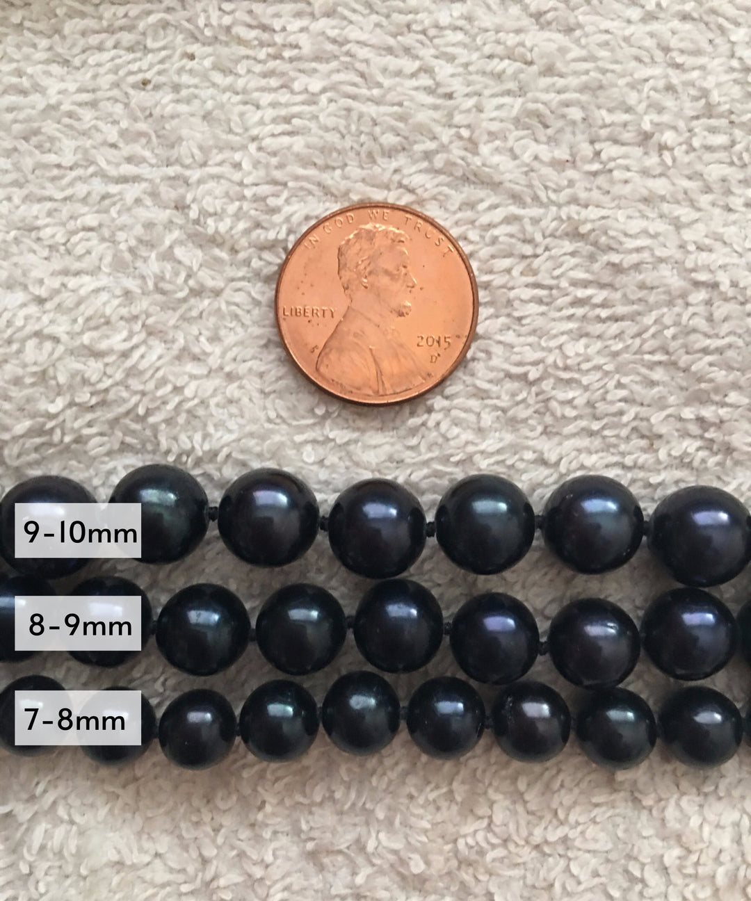 Long 24 Inch ROUND Black Pearl Set Necklace Bracelet Earrings